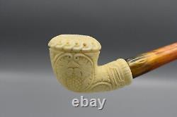 Vineyard Rhodesian Pipe new-block Meerschaum Handmade Case#38 Churchwarden Stem