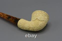 Vineyard Rhodesian Pipe new-block Meerschaum Handmade Case#38 Churchwarden Stem