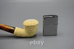 Vineyard Rhodesian Pipe new-block Meerschaum Handmade Case#38 Churchwarden Stem