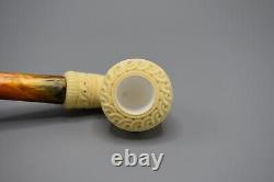 Vineyard Rhodesian Pipe new-block Meerschaum Handmade Case#38 Churchwarden Stem