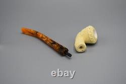 Vineyard Rhodesian Pipe new-block Meerschaum Handmade Case#38 Churchwarden Stem