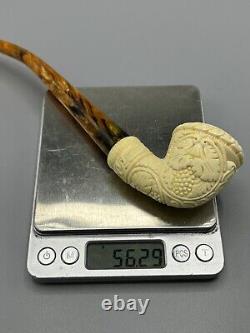 Vineyard Rhodesian Pipe new-block Meerschaum Handmade Case#38 Churchwarden Stem