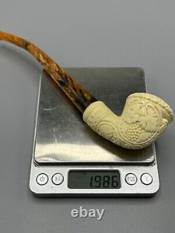 Vineyard Rhodesian Pipe new-block Meerschaum Handmade Case#38 Churchwarden Stem