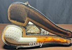 Vintage 25 Year Old Block Meerschaum Lattice Pot Pipe