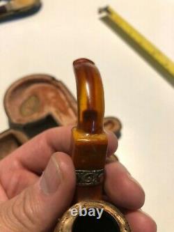Vintage Block Meerschaum Pipe with Amber stem