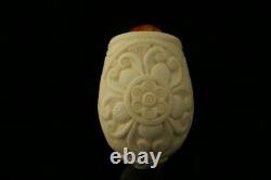 Vintage Embossed Hand Carved Block Meerschaum Pipe with CASE 11168