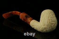 Vintage Embossed Hand Carved Block Meerschaum Pipe with CASE 11168