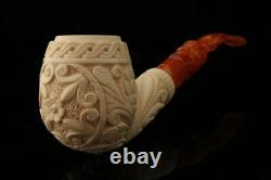 Vintage Hand Carved Block Meerschaum Pipe with custom CASE 11356