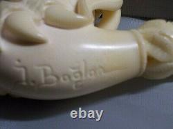 Vintage I. Baglan Block Meerschaum Pipe Dragon 8 Long Super Carving