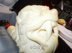 Vintage I. Baglan Block Meerschaum Pipe Dragon 8 Long Super Carving