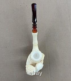 Vintage Lion scenery Block Meerschaum Pipe with custom case by OIKIBUS