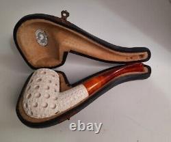Vintage Meerschaum Block Tobacco Pipe Made In Eskisehir Turkey New Unsmoked
