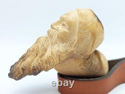 Vintage Old Man with Sleeping Cap Meerschaum Pipe Unsmoked Block Meerschaum