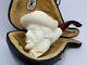 Vintage Sms Hand Carved Block Meerschaum Pipe South American Man, Fitted Case