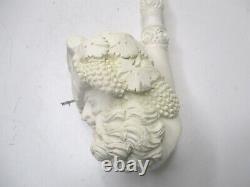 Vintage White Meerschaum Genuine Block Hand Carved Santa Claus Pipe with Case