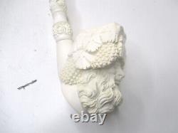 Vintage White Meerschaum Genuine Block Hand Carved Santa Claus Pipe with Case