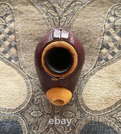 Vintage handcrafted hand shaped Meerschaum block pipe with a box