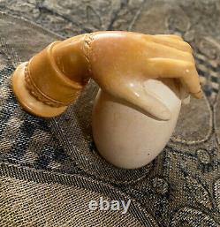 Vintage handcrafted hand shaped Meerschaum block pipe with a box