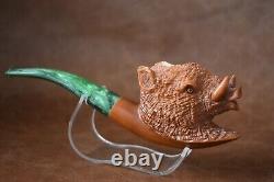 Wild Boar Figure pipe Handmade Block Meerschaum-NEW Custom Made CASE#419