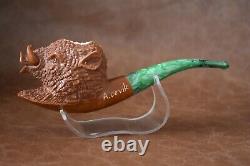 Wild Boar Figure pipe Handmade Block Meerschaum-NEW Custom Made CASE#419