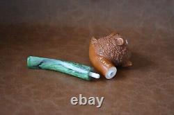 Wild Boar Figure pipe Handmade Block Meerschaum-NEW Custom Made CASE#419