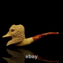 Wild Duck / Bird Figure pipe Handmade Block Meerschaum-NEW Custom Made CASE#122