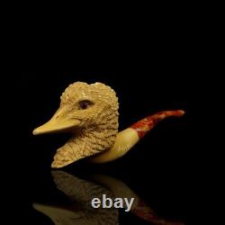 Wild Duck / Bird Figure pipe Handmade Block Meerschaum-NEW Custom Made CASE#122