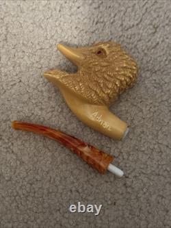 Wild Duck / Bird Figure pipe Handmade Block Meerschaum-NEW Custom Made CASE#122