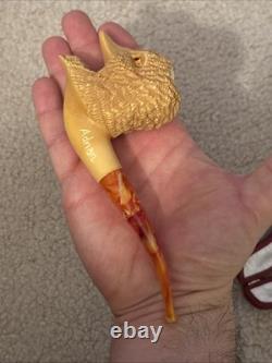 Wild Duck / Bird Figure pipe Handmade Block Meerschaum-NEW Custom Made CASE#122