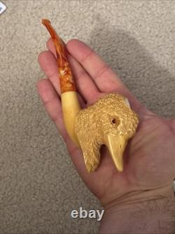 Wild Duck / Bird Figure pipe Handmade Block Meerschaum-NEW Custom Made CASE#122