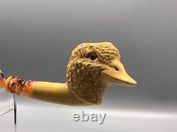 Wild Duck Figure pipe Handmade Block Meerschaum-NEW Custom Made CASE#1743