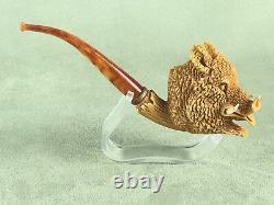 Wild boar PIPE BY KARAHAN -BLOCK MEERSCHAUM-NEW-HAND CARVED-FROM TURKEY#501