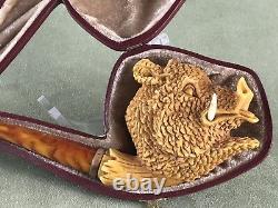 Wild boar PIPE BY KARAHAN -BLOCK MEERSCHAUM-NEW-HAND CARVED-FROM TURKEY#501