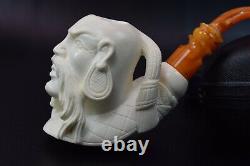 Wise Chinese Man By Baglan Pipe Block Meerschaum-NEW Hand an W CASE#1100