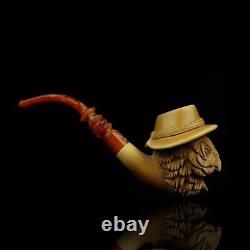 Wise Owl Pipe By Ali New Handmade Block Meerschaum Custom Fitted Case#1540