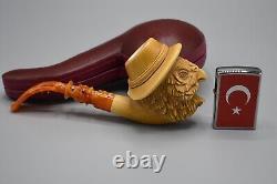 Wise Owl Pipe By Ali New Handmade Block Meerschaum Custom Fitted Case#1540