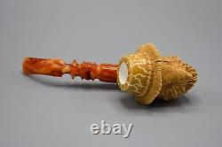 Wise Owl Pipe By Ali New Handmade Block Meerschaum Custom Fitted Case#1773
