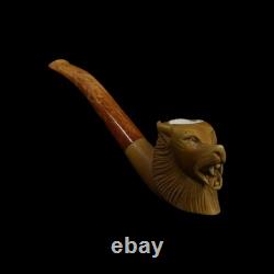 Wolf Block Meerschaum Pipe handmade smoking gift for pfeife with case MD-219