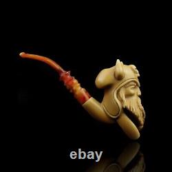 XL Ancient Viking Pipe Handmade Block Meerschaum-NEW W CASE#585