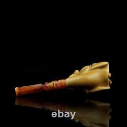 XL Ancient Viking Pipe Handmade Block Meerschaum-NEW W CASE#585