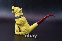 XL Angry Bear Pipe With Wind Cap New Handmade Block Meerschsum W Case&Tampe#1091