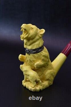 XL Angry Bear Pipe With Wind Cap New Handmade Block Meerschsum W Case&Tampe#1091
