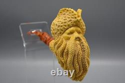 XL Davy Jones Figure Pipe By Kenan Handmade Block Meerschaum-NEW CASE#1173