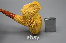 XL Davy Jones Figure Pipe By Kenan Handmade Block Meerschaum-NEW CASE#1173