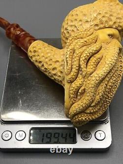 XL Davy Jones Figure Pipe By Kenan Handmade Block Meerschaum-NEW CASE#1173