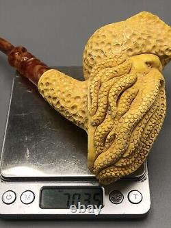 XL Davy Jones Figure Pipe By Kenan Handmade Block Meerschaum-NEW CASE#1173