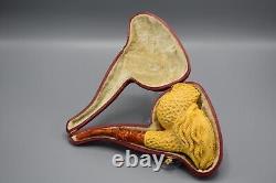 XL Davy Jones Figure Pipe By Kenan Handmade Block Meerschaum-NEW CASE#1173