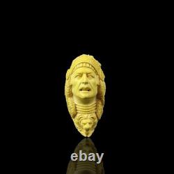 XL ERDOGAN EGE Indian Chief Pipe Block Meerschaum-handmade NEW W CASE#54