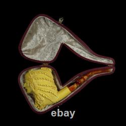 XL ERDOGAN EGE Indian Chief Pipe Block Meerschaum-handmade NEW W CASE#54