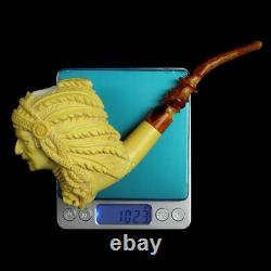 XL ERDOGAN EGE Indian Chief Pipe Block Meerschaum-handmade NEW W CASE#54